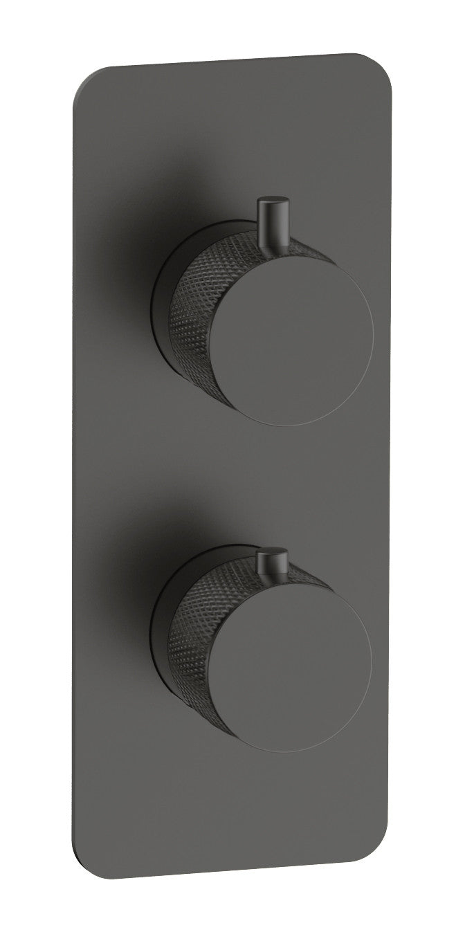 The White Space Collab Dual Outlet Concealed Thermostatic Shower Valve – Fluted handle / Gunmetal