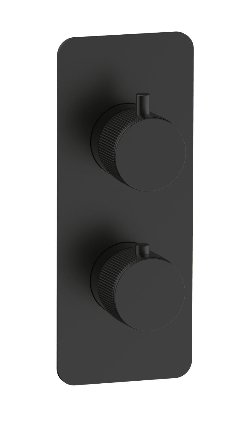 The White Space Collab Dual Outlet Concealed Thermostatic Shower Valve – Knurl handle / Black