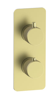 The White Space Collab Dual Outlet Concealed Thermostatic Shower Valve – Knurl handle / Brushed Brass