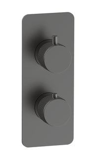 The White Space Collab Dual Outlet Concealed Thermostatic Shower Valve – Knurl handle / Gunmetal