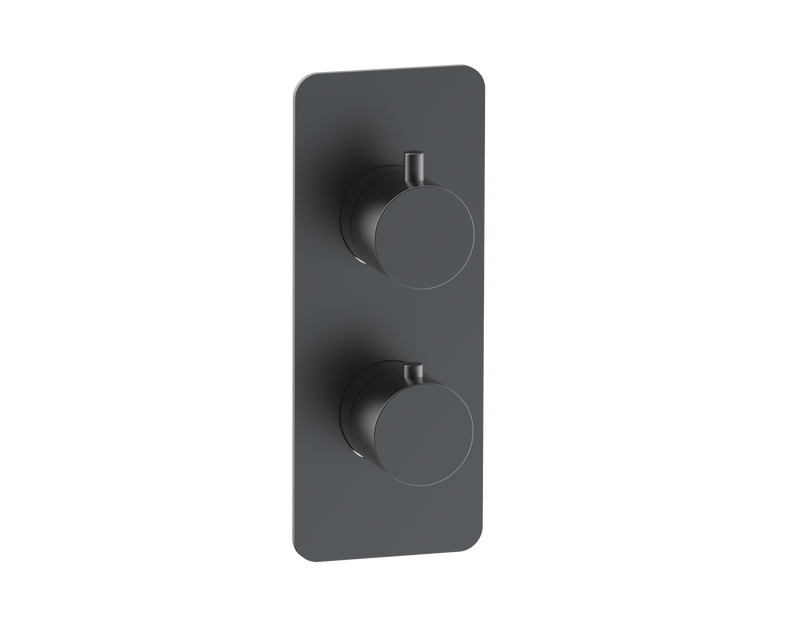 The White Space Collab Dual Outlet Concealed Thermostatic Shower Valve – Smooth handle / Black