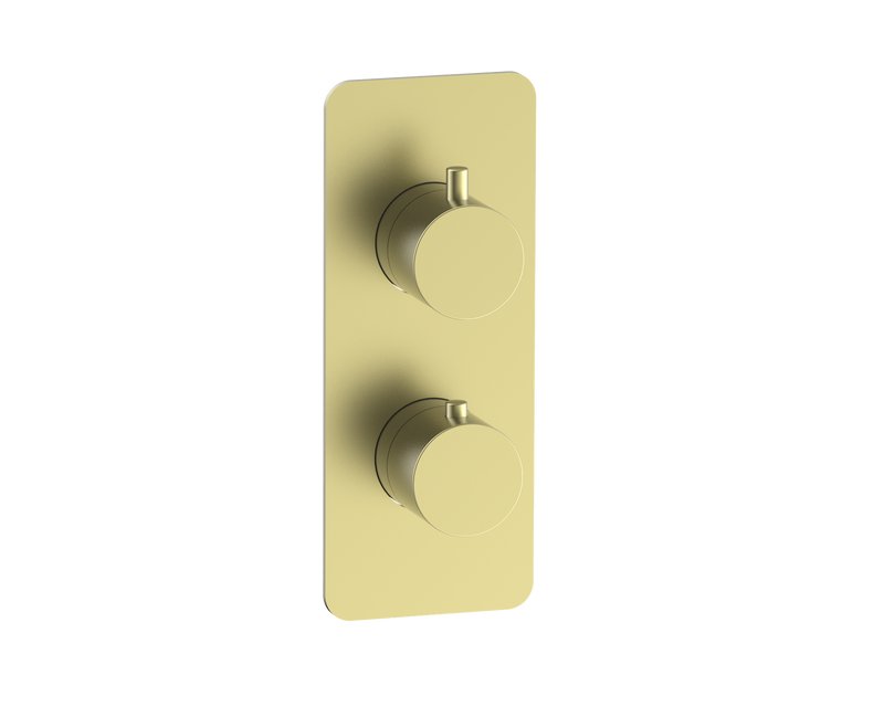 The White Space Collab Dual Outlet Concealed Thermostatic Shower Valve – Smooth handle / Brushed Brass