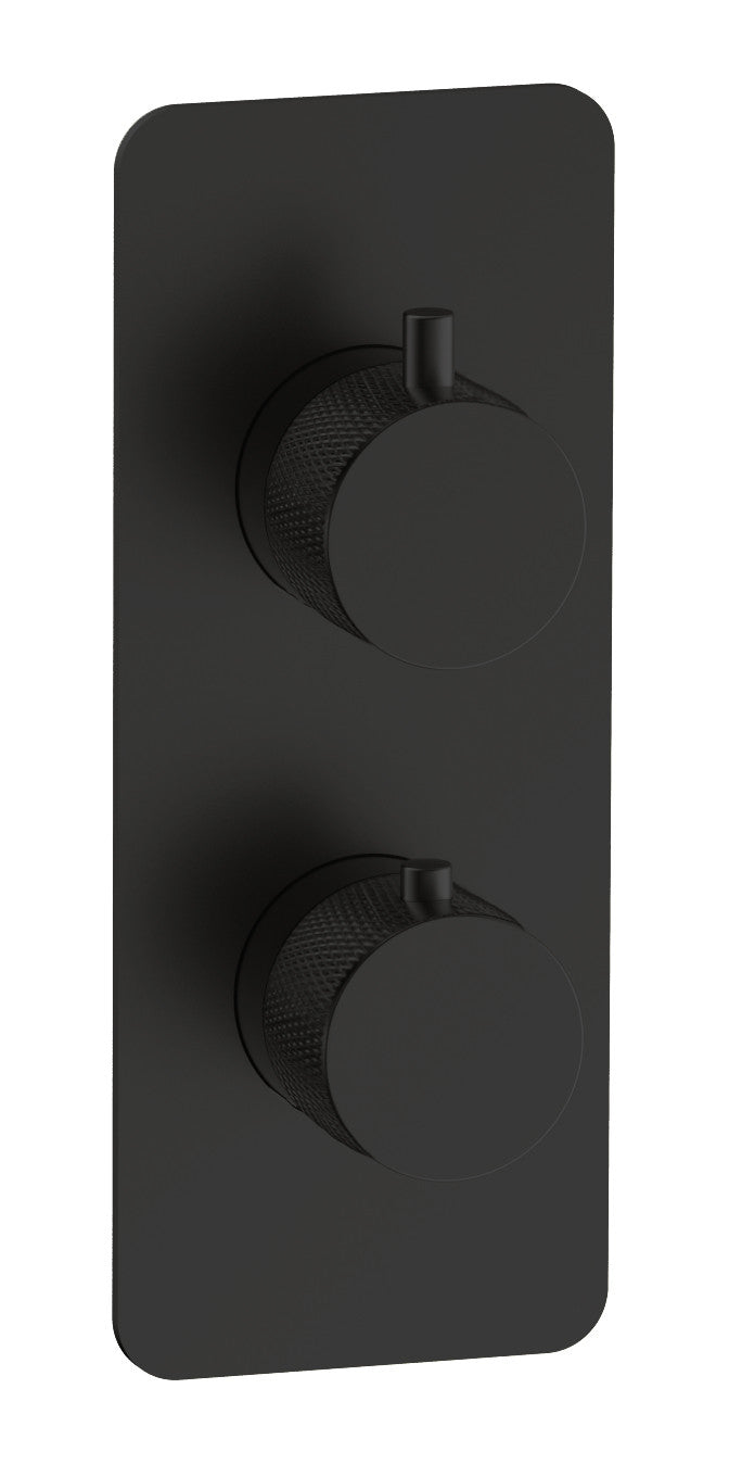 The White Space Collab Dual Outlet Concealed Thermostatic Shower Valve – Fluted handle / Black