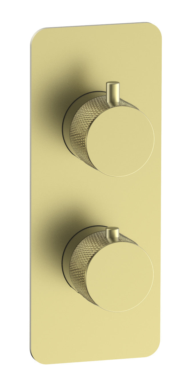 The White Space Collab Dual Outlet Concealed Thermostatic Shower Valve – Fluted handle / Brushed Brass