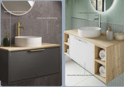 The White Space Custom Choice oak finish shelf unit and worktop