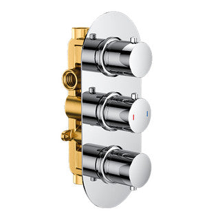 The White Space DC Lozenge Concealed Thermostatic Shower Valve – Dual outlet (triple control) / Chrome