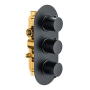 The White Space DC Lozenge Concealed Thermostatic Shower Valve – Dual outlet (triple control) / Black