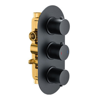 The White Space DC Lozenge Concealed Thermostatic Shower Valve – Dual outlet (triple control) / Black