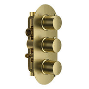 The White Space DC Lozenge Concealed Thermostatic Shower Valve – Dual outlet (triple control) / Brushed Brass