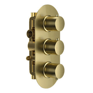 The White Space DC Lozenge Concealed Thermostatic Shower Valve – Dual outlet (triple control) / Brushed Brass