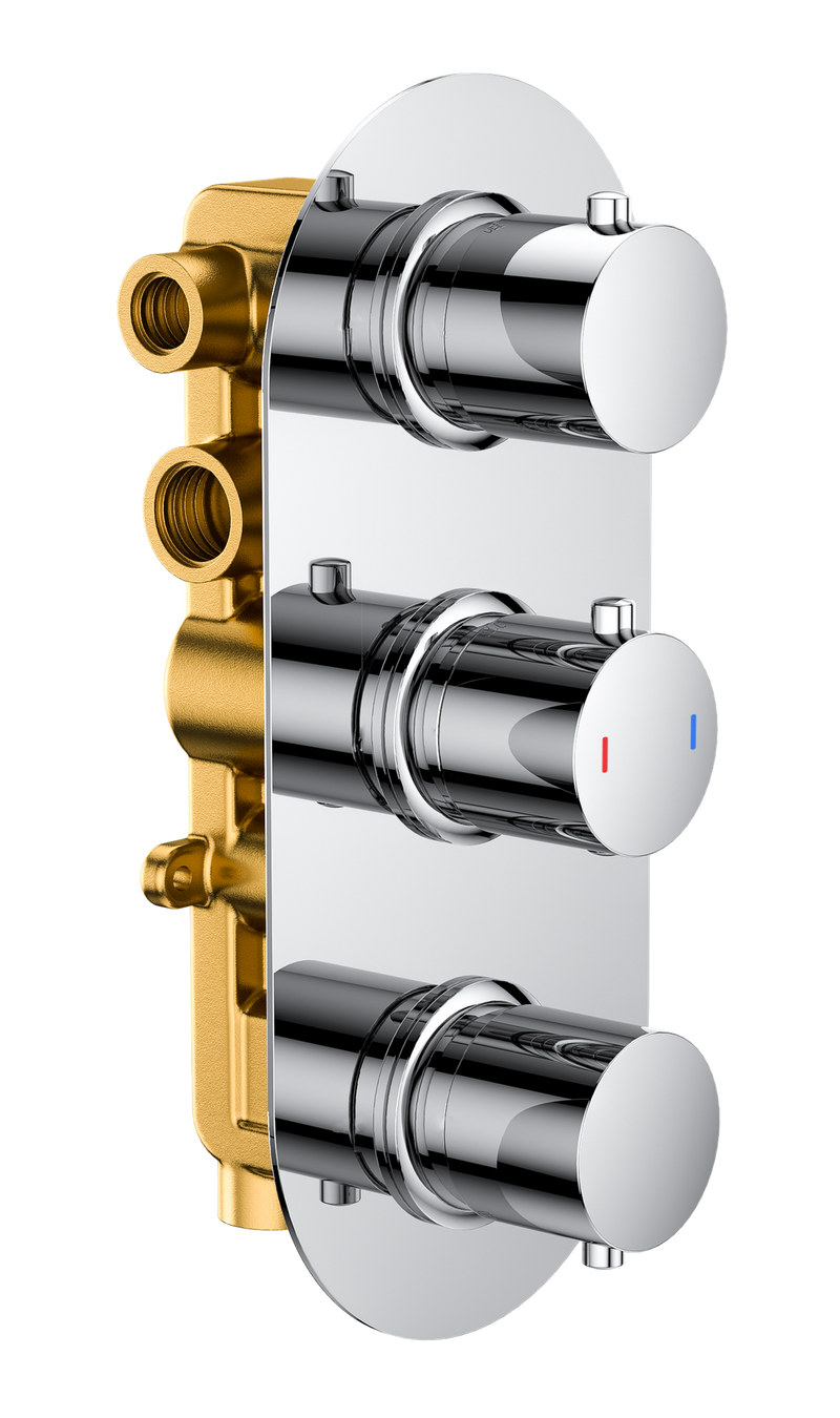 The White Space DC Lozenge Concealed Thermostatic Shower Valve – Triple outlet (triple control) / Chrome