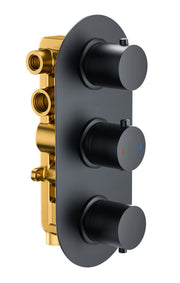 The White Space DC Lozenge Concealed Thermostatic Shower Valve – Triple outlet (triple control) / Black