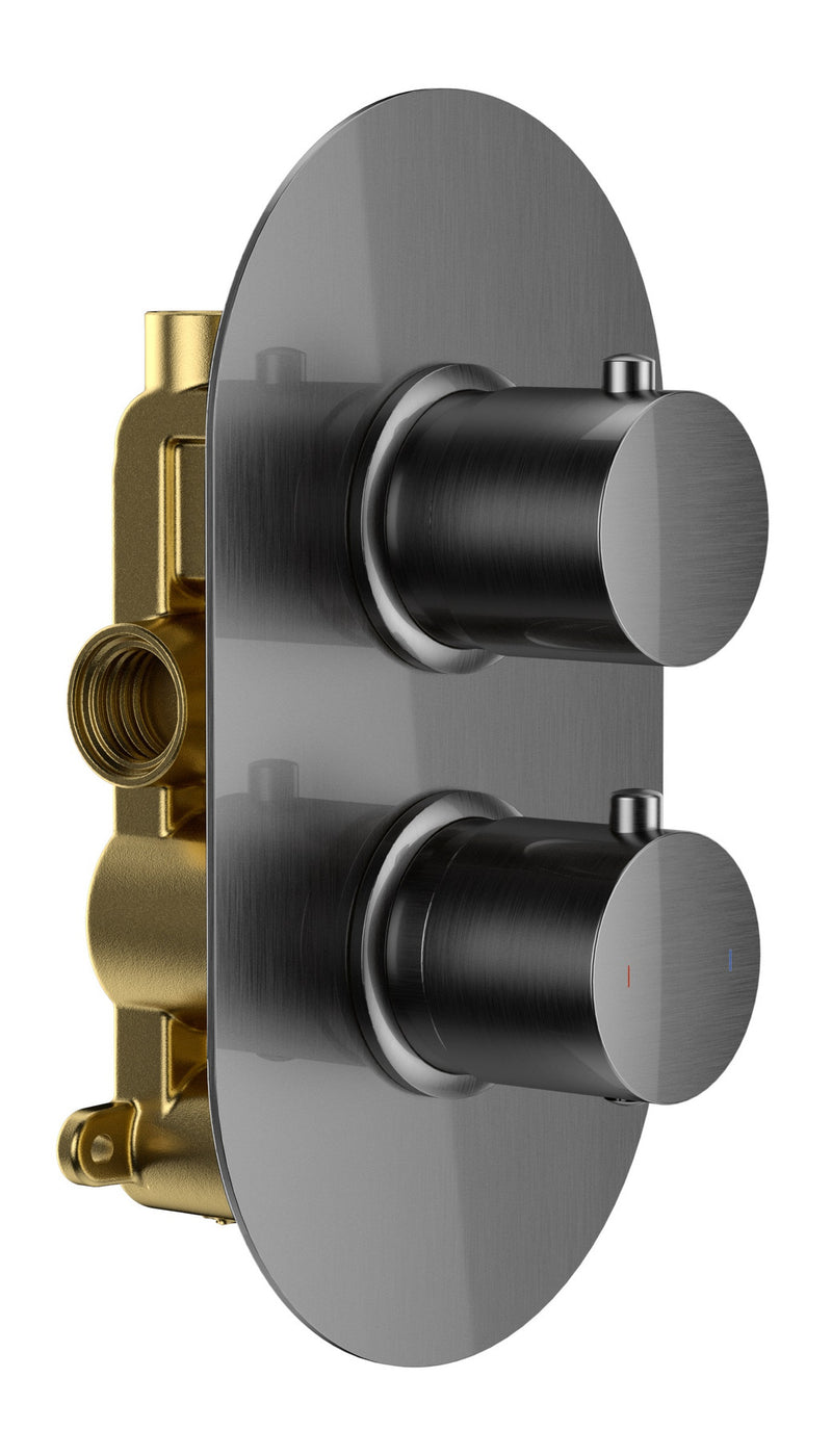 The White Space DC Lozenge Concealed Thermostatic Shower Valve – Single outlet (dual control) / Gunmetal