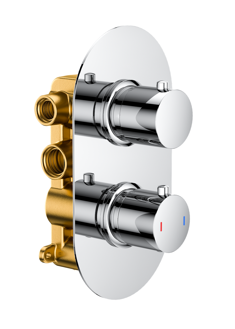 The White Space DC Lozenge Concealed Thermostatic Shower Valve – Dual outlet (dual control) / Chrome