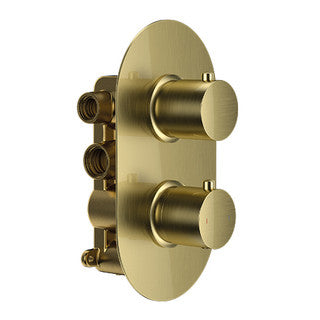 The White Space DC Lozenge Concealed Thermostatic Shower Valve – Dual outlet (dual control) / Brushed Brass