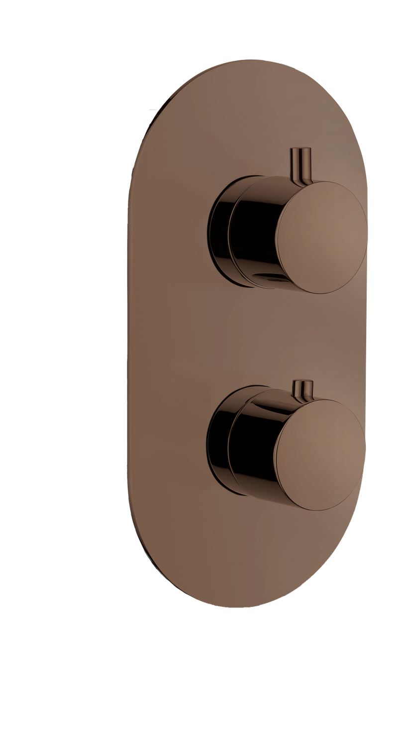 The White Space DC Lozenge Concealed Thermostatic Shower Valve – Dual outlet (dual control) / Brushed Bronze