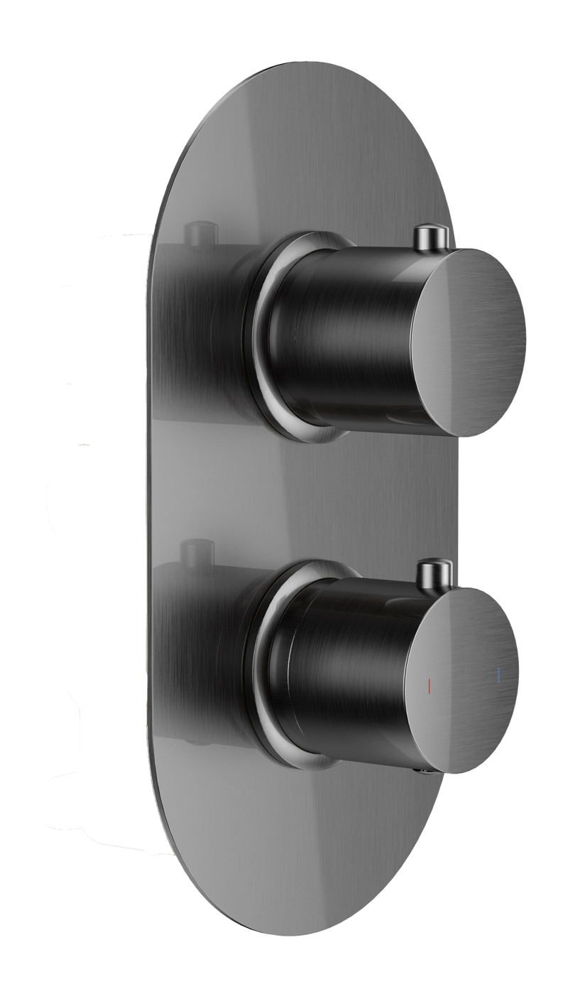 The White Space DC Lozenge Concealed Thermostatic Shower Valve – Dual outlet (dual control) / Gunmetal