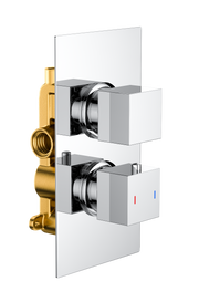 The White Space DC Square Concealed Thermostatic Shower Valve – Dual outlet (dual control) / Chrome
