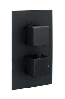 The White Space DC Square Concealed Thermostatic Shower Valve – Dual outlet (dual control) / Black