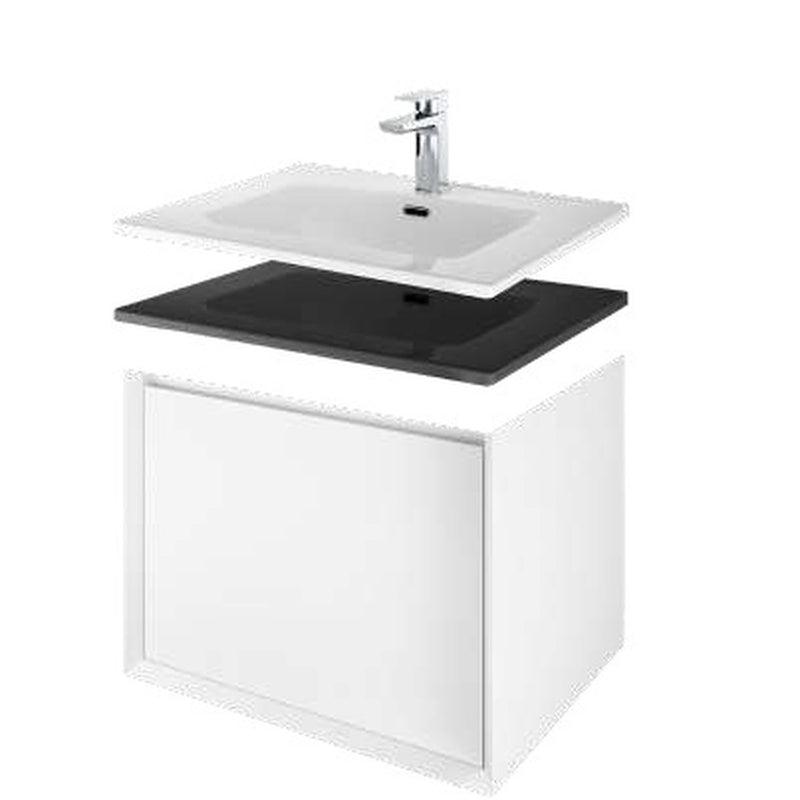 The White Space Distrikt wall hung vanity unit in Matt White
