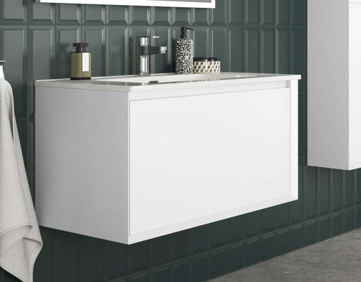 The White Space Distrikt wall hung vanity unit in Matt White