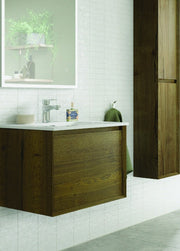 The White Space Distrikt wall hung vanity unit in Tobacco Oak