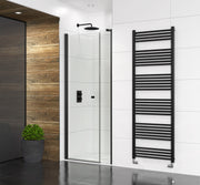 The White Space Evolve In-Out Pivot Shower Door – black