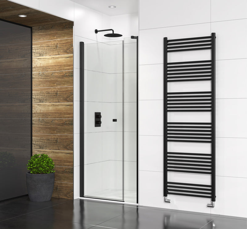 The White Space Evolve In-Out Pivot Shower Door – black