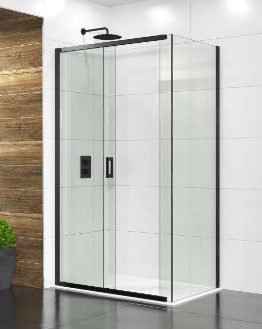 The White Space Evolve Shower Side Panel lifestyle – black