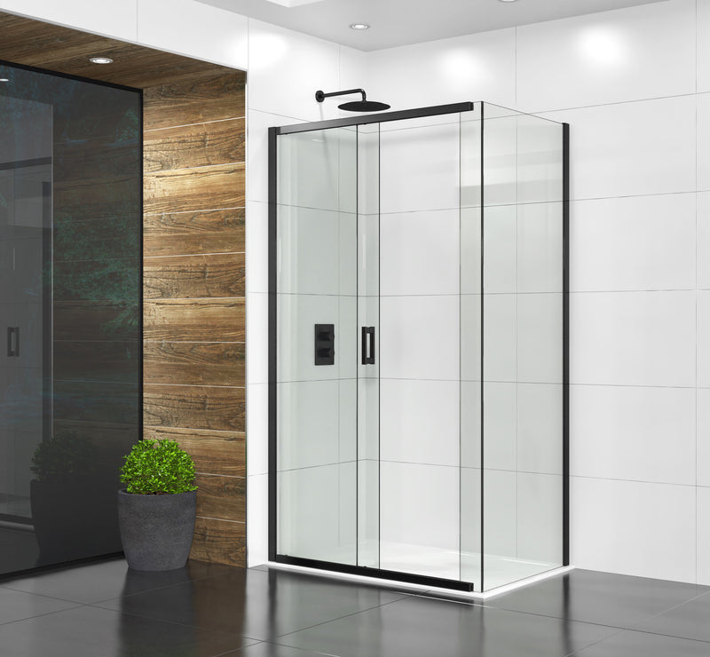 The White Space Evolve Sliding Shower Door – black