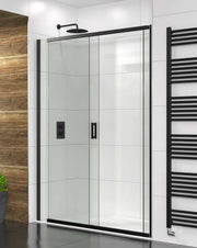 The White Space Evolve Sliding Shower Door lifestyle – black