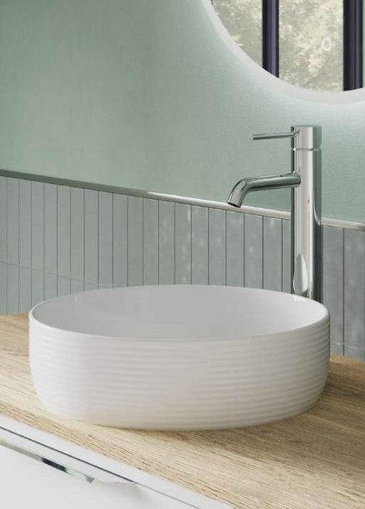 The White Space Fineline countertop basin bowl in white