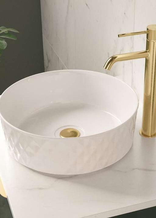 The White Space Geo countertop basin bowl in white