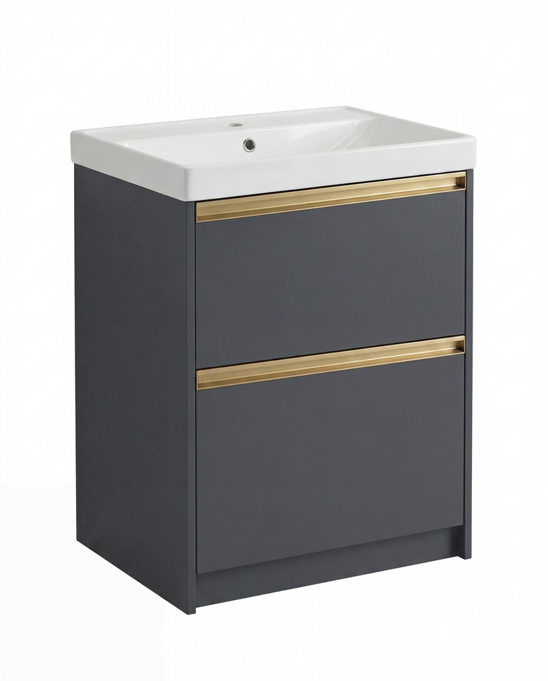 The White Space Hitt 600mm floorstanding vanity unit in Dark Grey
