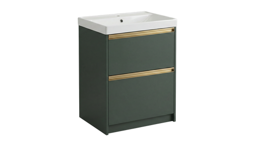 The White Space Hitt 600mm floorstanding vanity unit in Dark Sage Green
