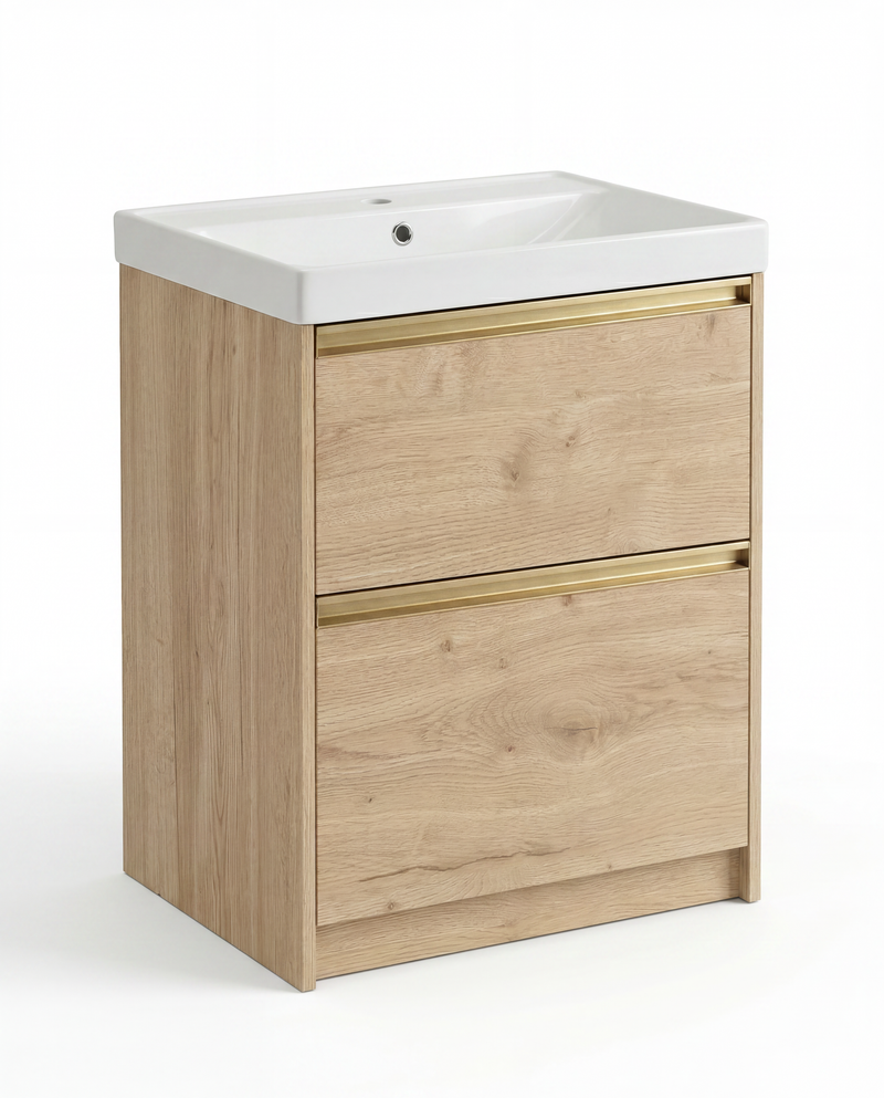 The White Space Hitt 600mm floorstanding vanity unit in Light Oak