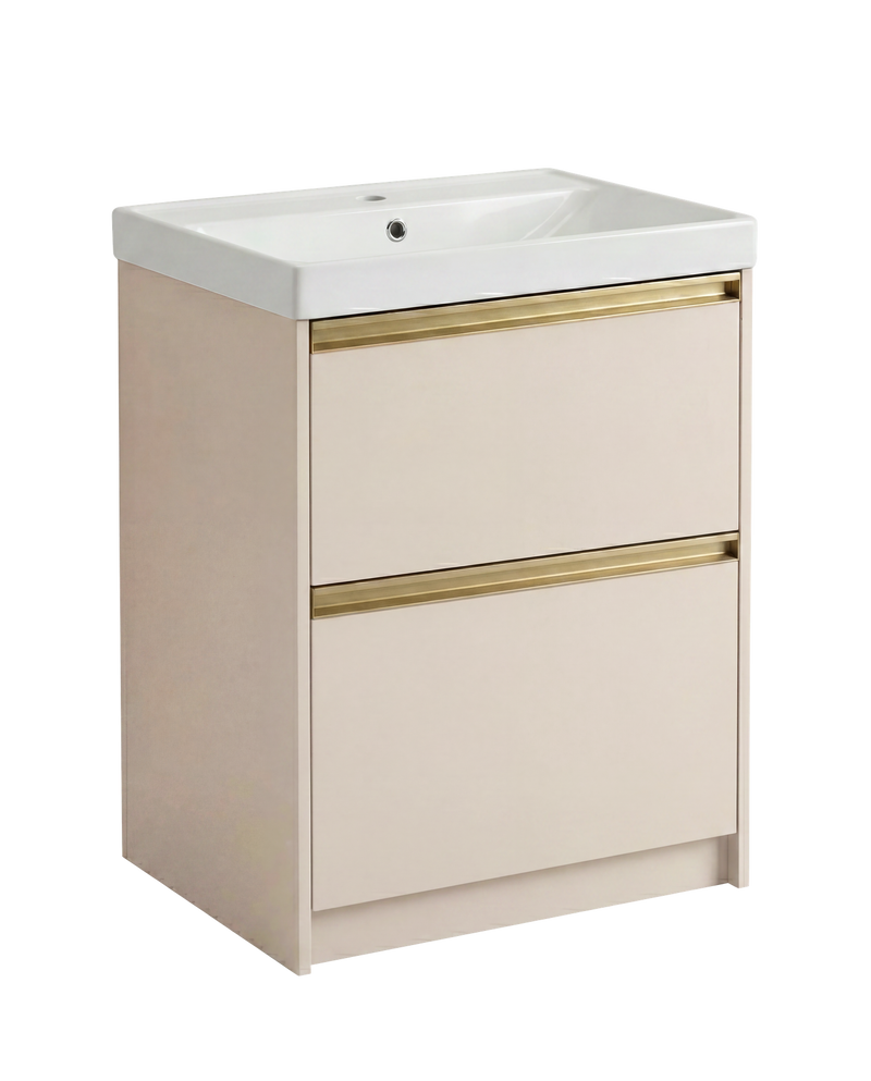 The White Space Hitt 600mm floorstanding vanity unit in Portland Stone