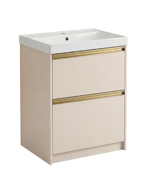 The White Space Hitt 600mm floorstanding vanity unit in Portland Stone