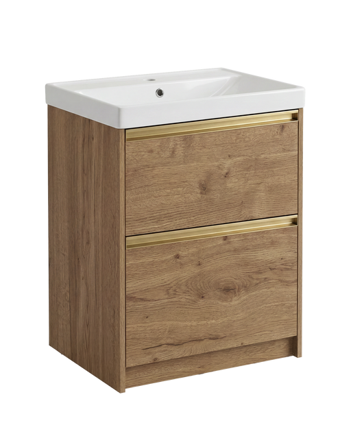 The White Space Hitt 600mm floorstanding vanity unit in Tobacco Oak