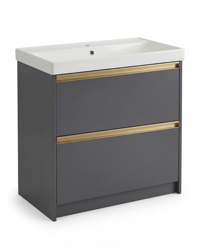 The White Space Hitt 800mm floorstanding vanity unit in Dark Grey