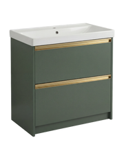 The White Space Hitt 800mm floorstanding vanity unit in Dark Sage Green