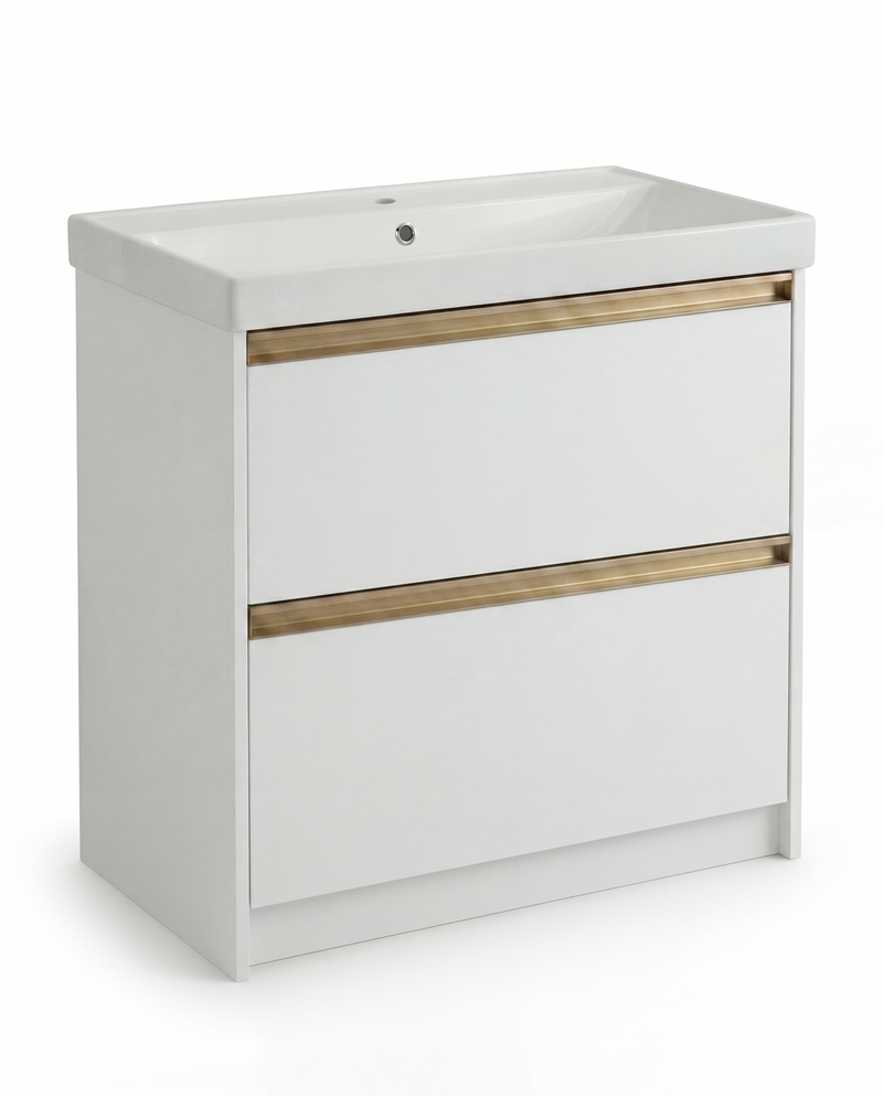 The White Space Hitt 800mm floorstanding vanity unit in Matt White
