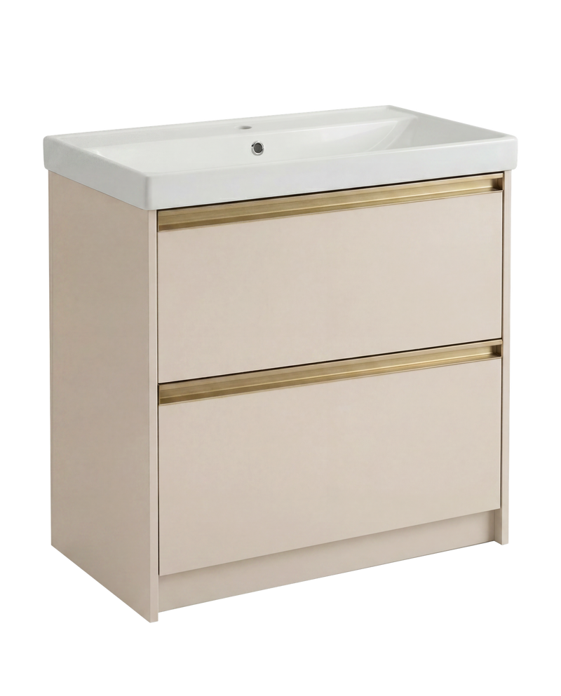 The White Space Hitt 800mm floorstanding vanity unit in Portland Stone