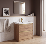 The White Space Hitt 800mm floorstanding vanity unit in Tobacco Oak