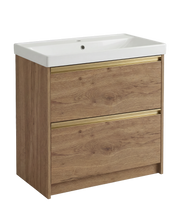 The White Space Hitt 800mm floorstanding vanity unit in Tobacco Oak
