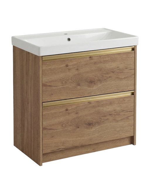 The White Space Hitt 800mm floorstanding vanity unit in Tobacco Oak