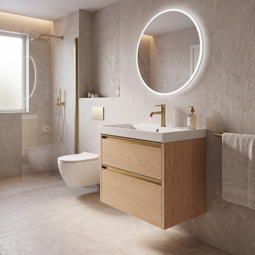 The White Space Hitt 600mm wall hung vanity unit in Light Oak