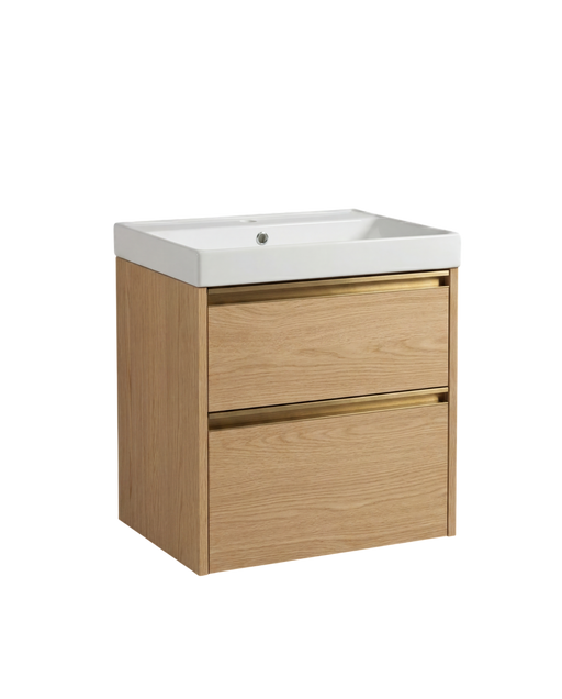 The White Space Hitt 600mm wall hung vanity unit in Light Oak