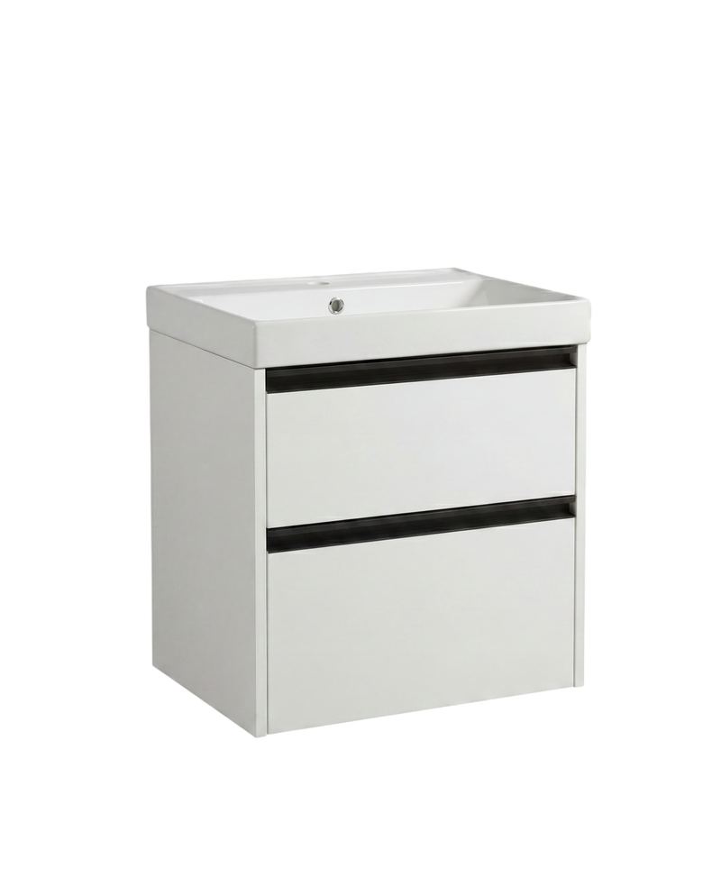 The White Space Hitt 600mm wall hung vanity unit in Matt White