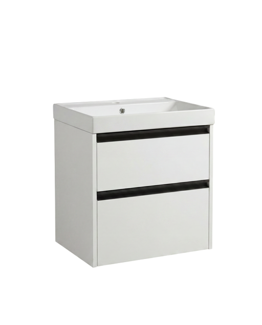 The White Space Hitt 600mm wall hung vanity unit in Matt White